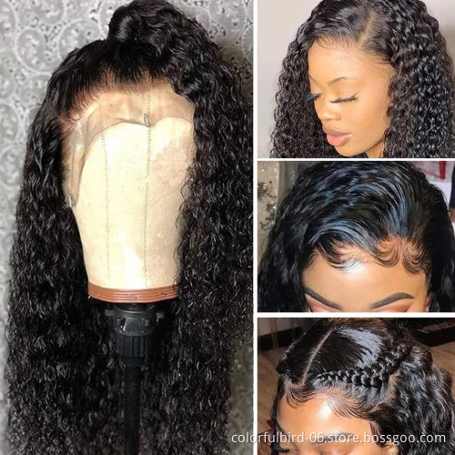 black women Indian Remy Hair Wig 13*4 frontal Wholesale Virgin Lace Closure afro Wig 13x4 lace frontal kinky curly wig